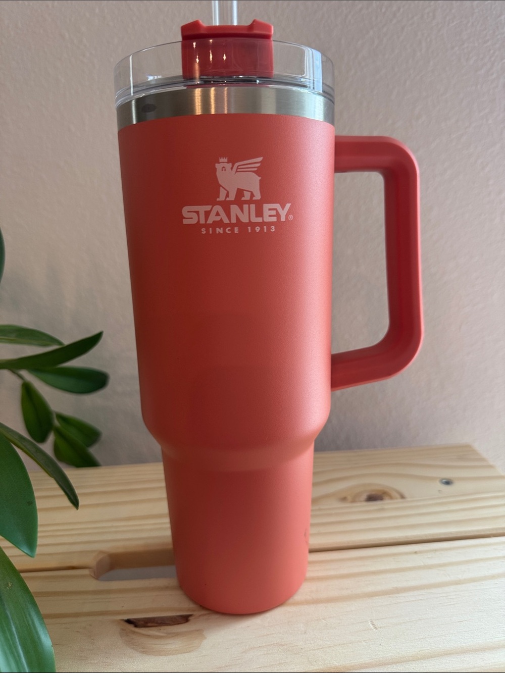 Stanley Coral Orange Insulated Travel Mug with Handle